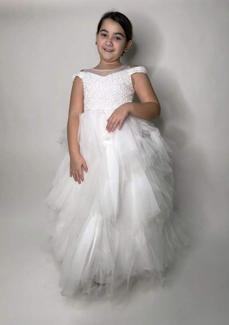 Abito Bambina Elegant cerimonia bianco - immagine 3