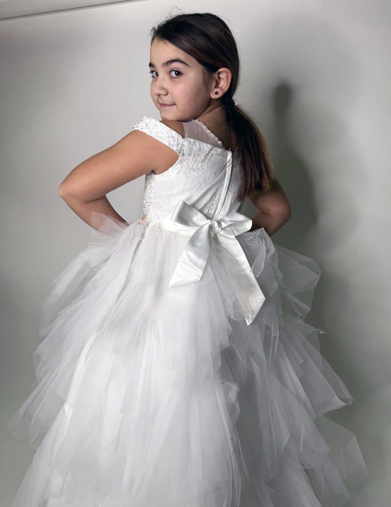 Abito Bambina Elegant cerimonia bianco - immagine 5