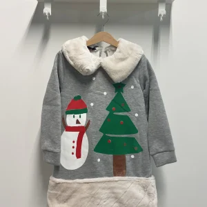 Abito Bambina Snowman grigio pelliccia